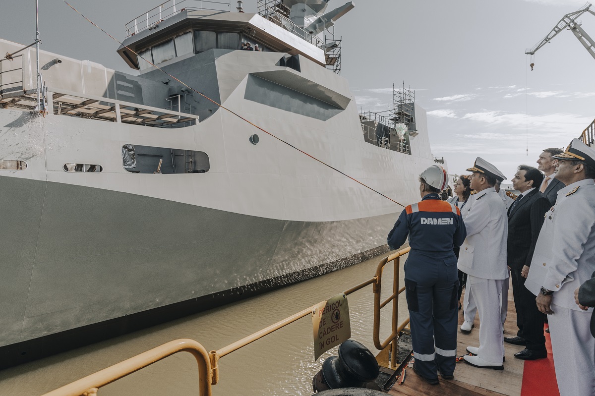  Pakistan Navy Offshore Patrol Vessel Launched at Damen Shipyards Galati